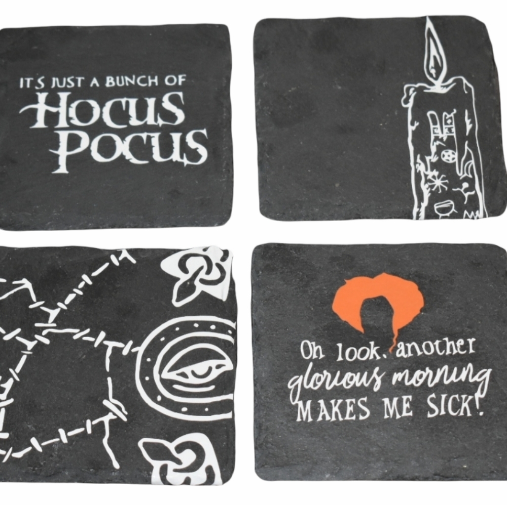 Handmade Slate Coasters featuring Hocus Pocus